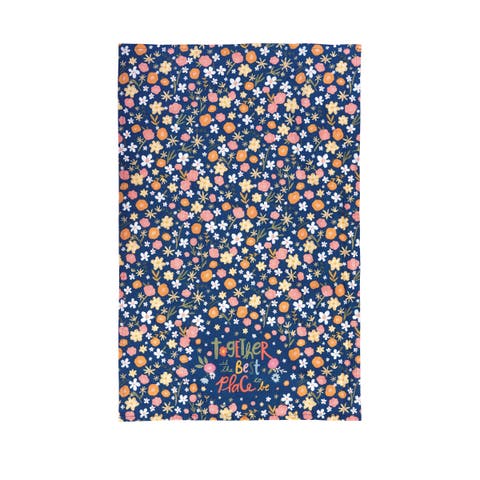 "Together Is The Best Place to Be" Flowers 100% Cotton Printed Flour Sack Dishtowel