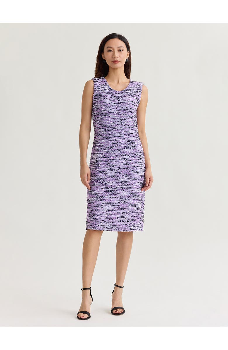 Misook Sleeveless Eyelash Ribbon Knit Sheath Dress, Main, color, 