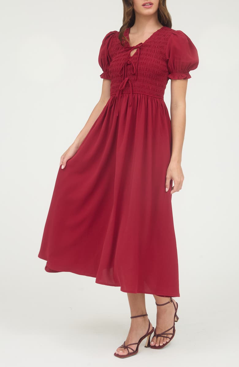 Blu Pepper Puff Sleeve Maxi Dress, Alternate, color, Deep Red