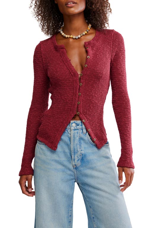 Free People It's On Rib Cardigan In Red