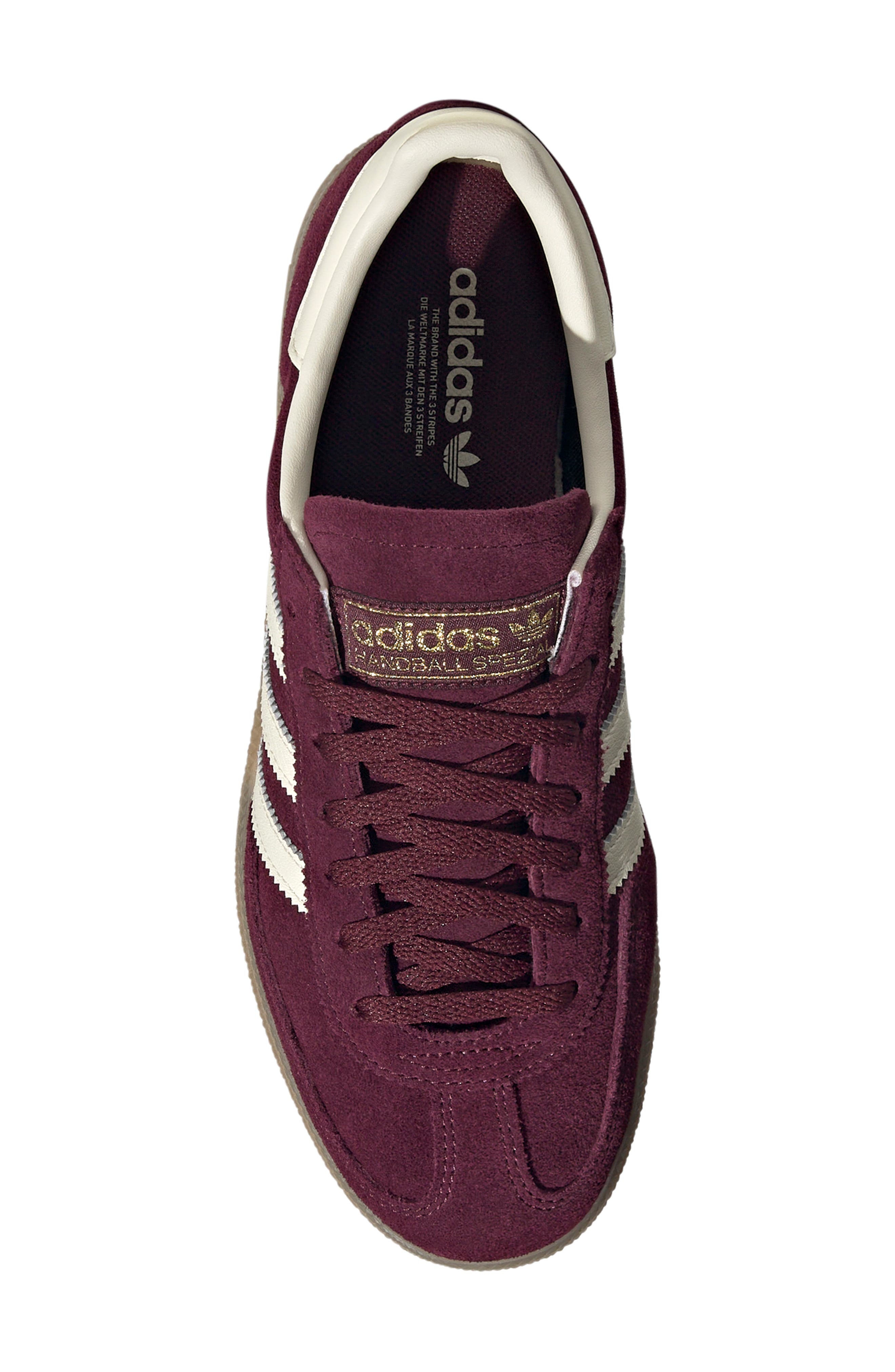 Handball Spezial Sneaker, Alternate, color, MAROON/ CREAM WHITE/ GOLD