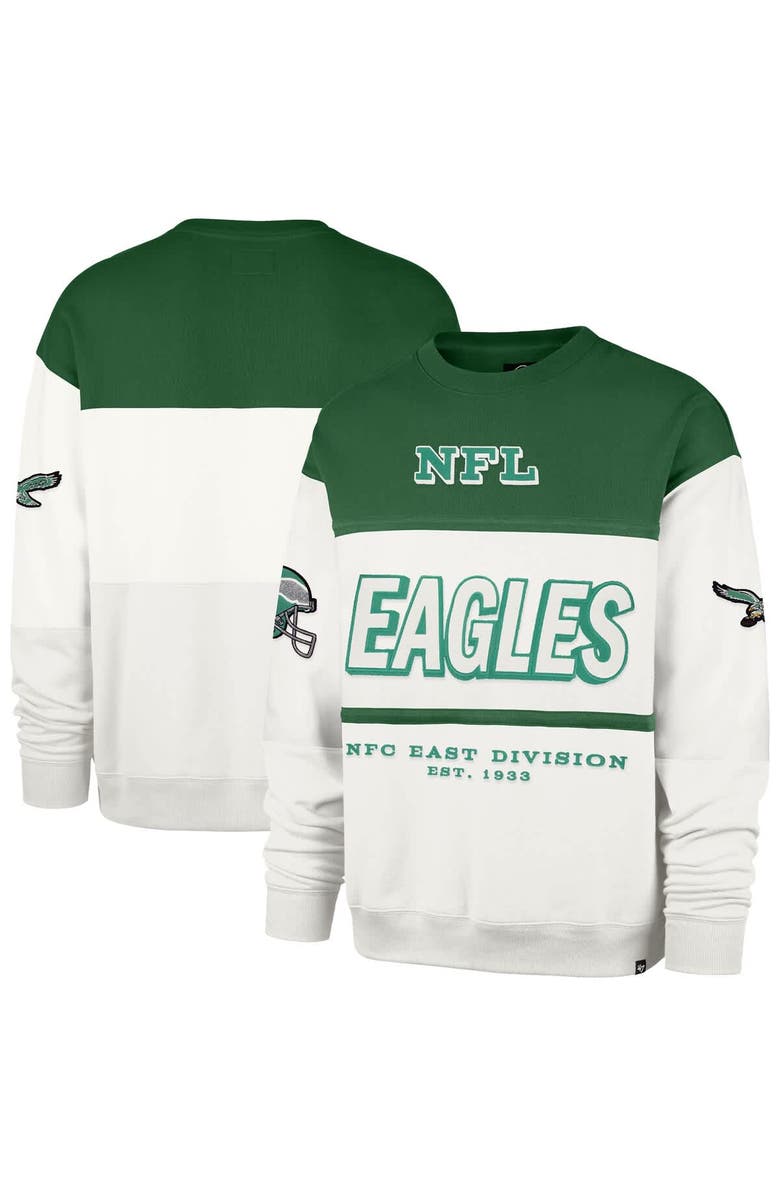 '47 Men's '47 Kelly Green/Cream Philadelphia Eagles Throwback Breeze Maximalist Sweatshirt, Main, color, Kelly Green