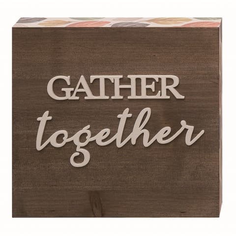 Wood Brown Autumn Leaves and Pumpkins Sign Decor