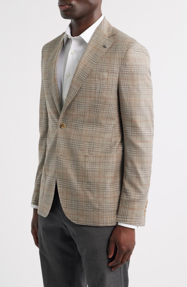 Jack Victor Hampton Tan Glen Check Knit Wool Sport Coat, Alternate, color, Tan