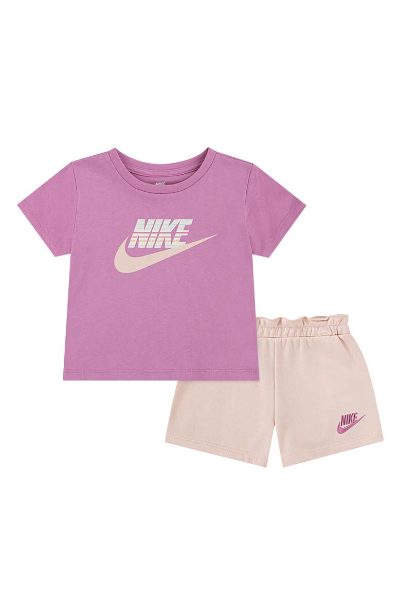 Nike Kids' Jersey T-Shirt & French Terry Shorts Set, Main, color, Washed Coral