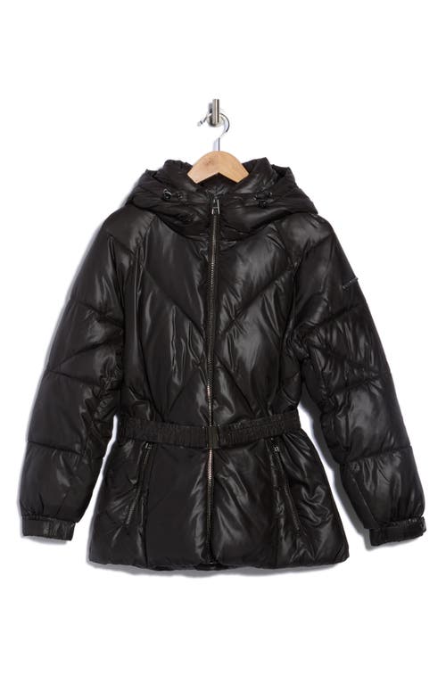 Bcbgeneration Missy Belted Puffer Coat In Black