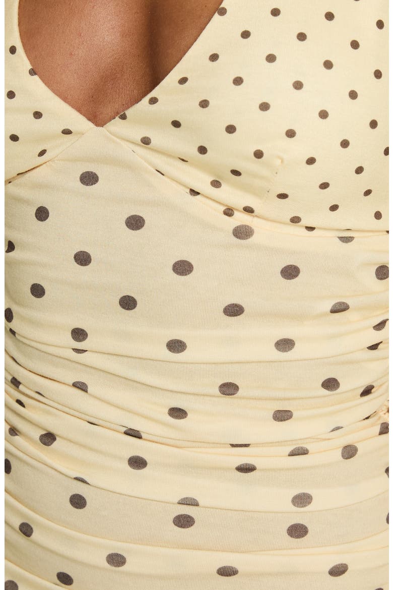 Mariellen Polka Dot Halter Minidress, Alternate, color, YELLOW POLKA DOT