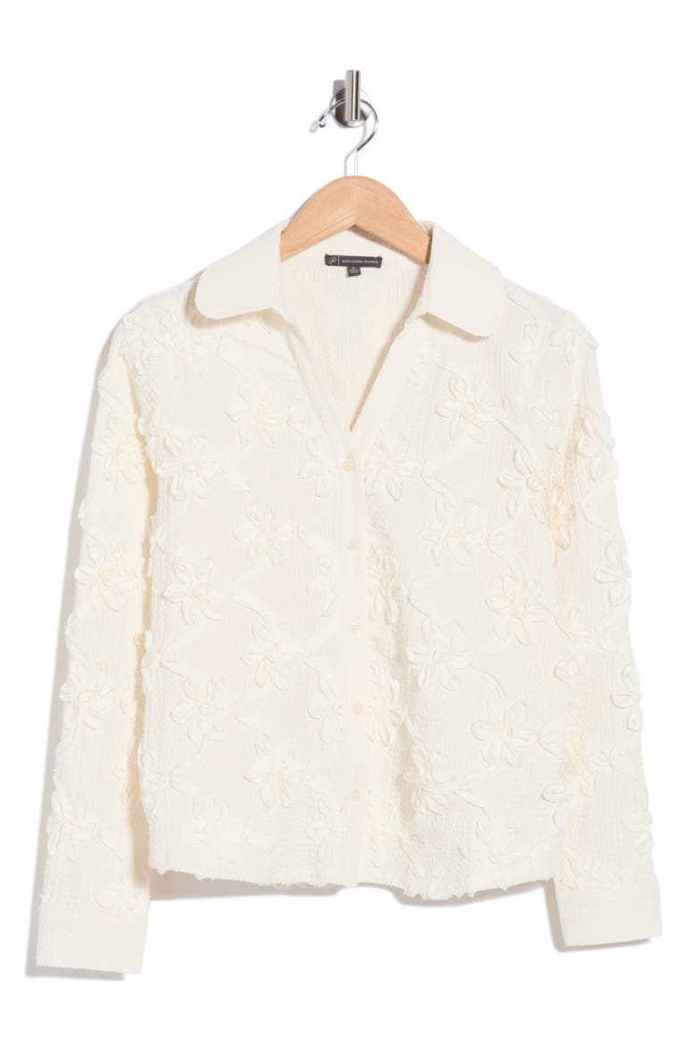 Appliqué Flower Blouse, Main, color, CREAM