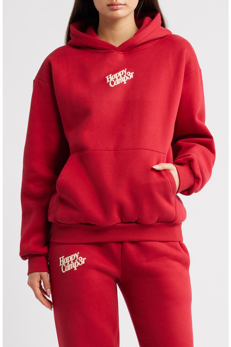Puff Series Core Logo Cotton Blend Hoodie, Main, color, POMEGRANATE RED