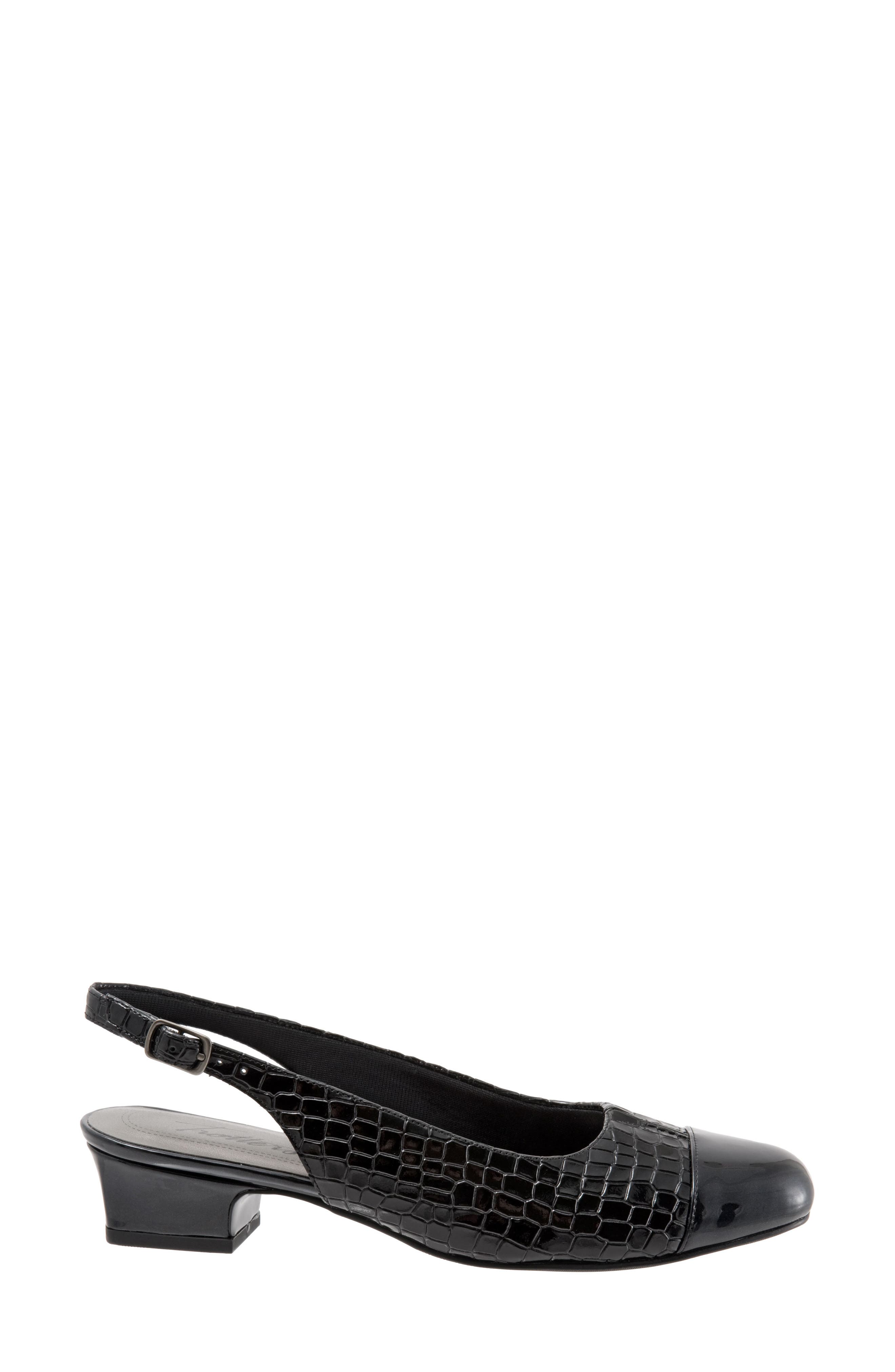Trotters 'Dea' Slingback, Alternate, color, Black Croco