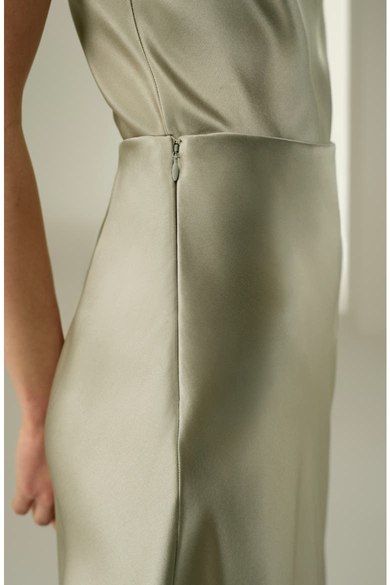 Women's Double-Faced Silk Charmeuse Maxi Skirt, Alternate, color, Artichoke
