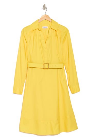 Calvin Klein Belted Long Sleeve Dress