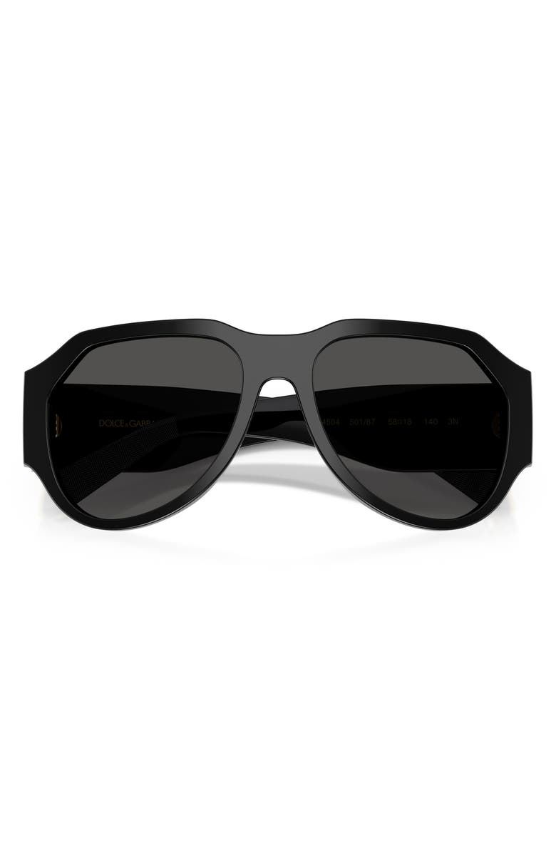 Dolce&Gabbana 58mm Pilot Sunglasses, Alternate, color, Black / Dark Grey