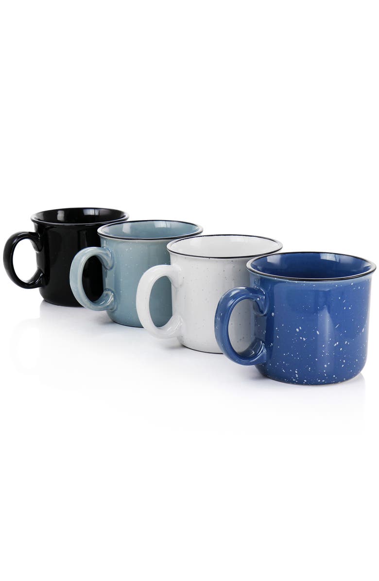 Mr. Coffee Colebrook Speckled Stoneware 18oz 4 Piece Mug Set, Alternate, color, Blue