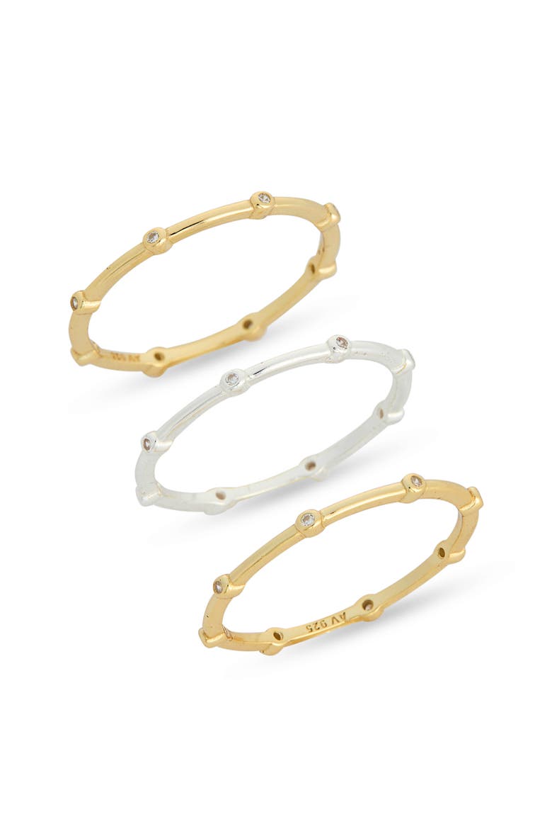 Set of 3 Two-Tone Cubic Zirconia Stackable Rings, Main, color, GOLD/ SILVER
