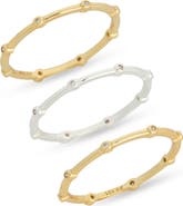 ARGENTO VIVO Set of 3 Two-Tone Cubic Zirconia Stackable Rings