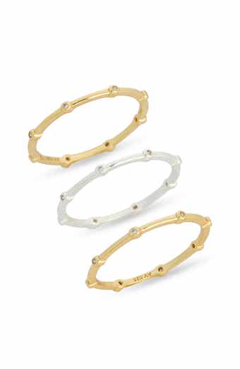 ARGENTO VIVO Set of 3 Two-Tone Cubic Zirconia Stackable Rings
