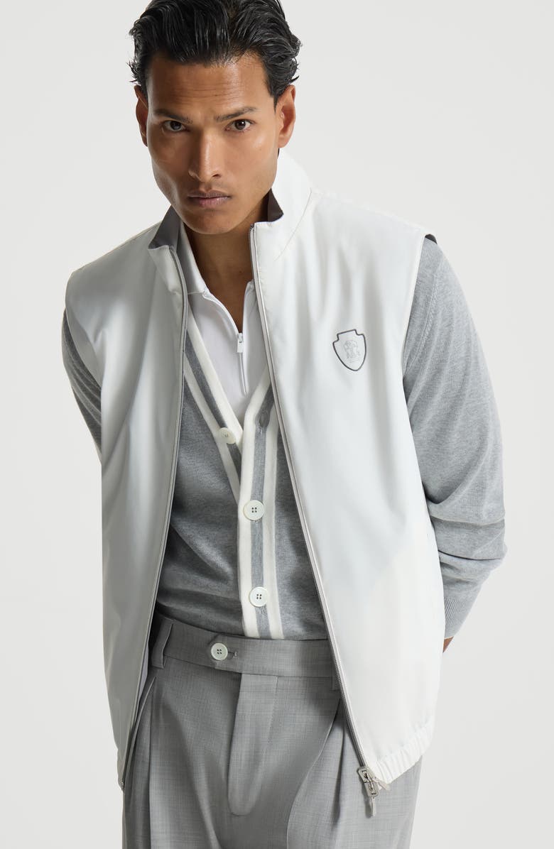 Brunello Cucinelli Reversible nylon vest, Alternate, color, Off-White
