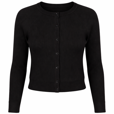 Cropped Rib Knit Raglan Button Cardigan