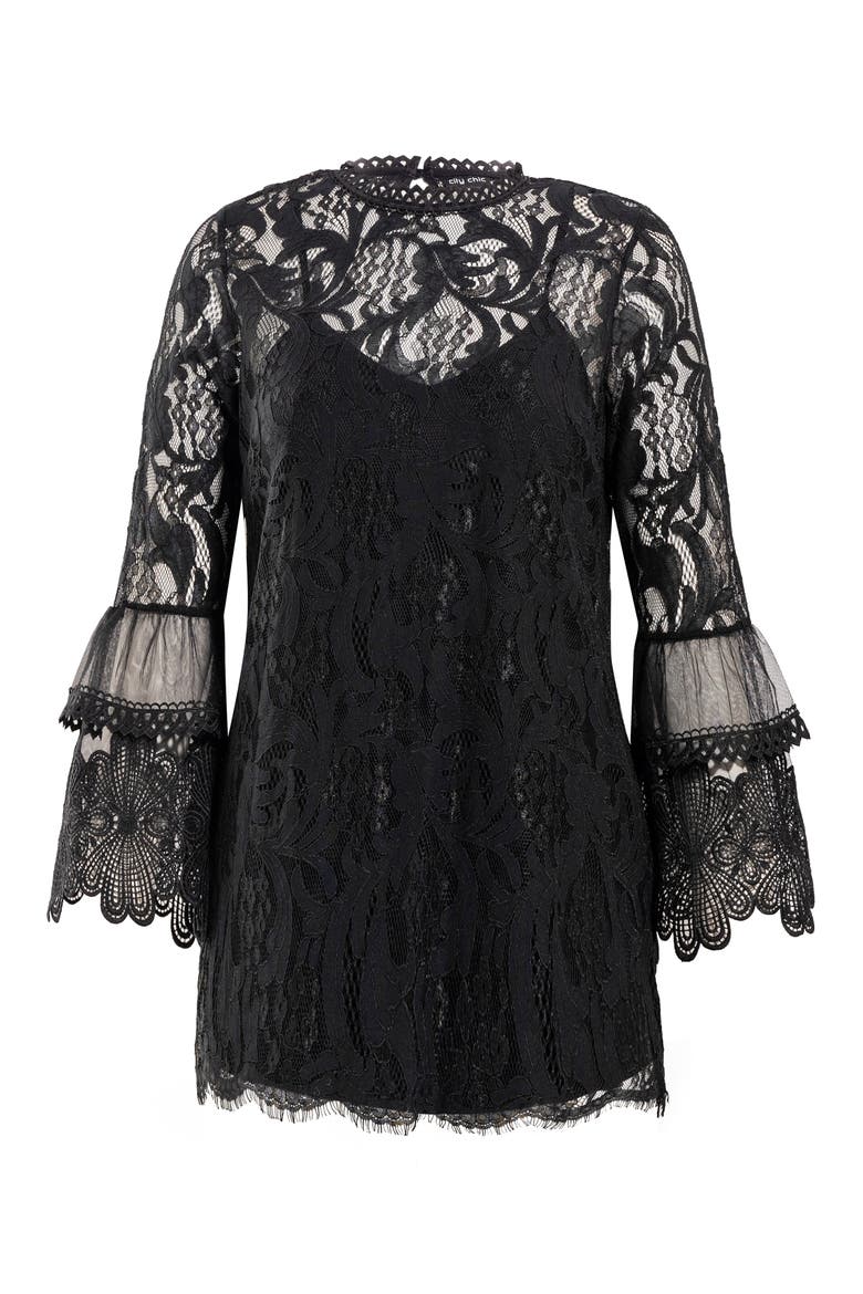 Beauty Allover Lace Cotton Blend Blouse, Alternate, color, BLACK