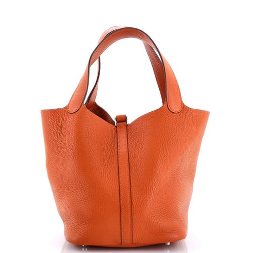 Pre-owned Hermes Hermes Picotin Lock Bag Clemence Mm In Orange