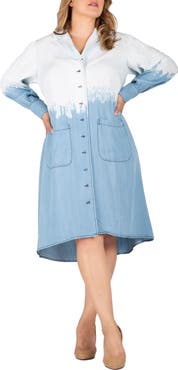 Standards & Practices Dip Dye Long Sleeve Shirtdress