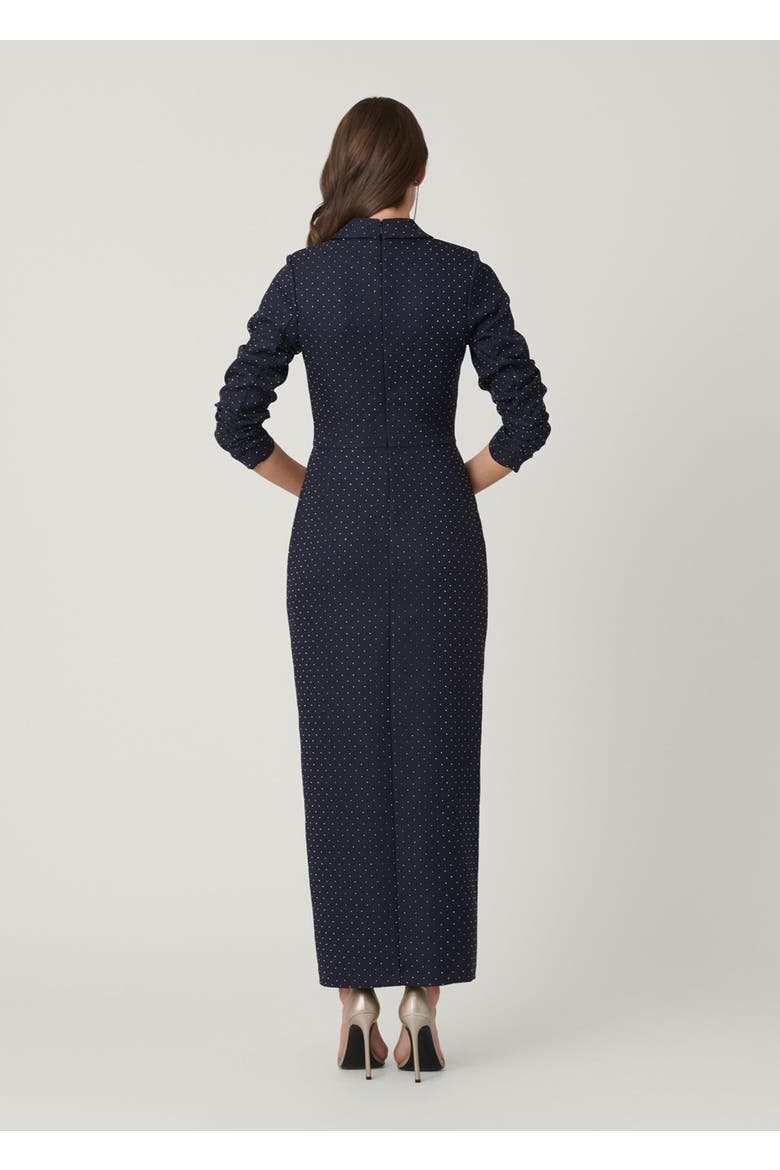 Midnight Asher Crystal Twill Dress, Alternate, color, Navy/Silver