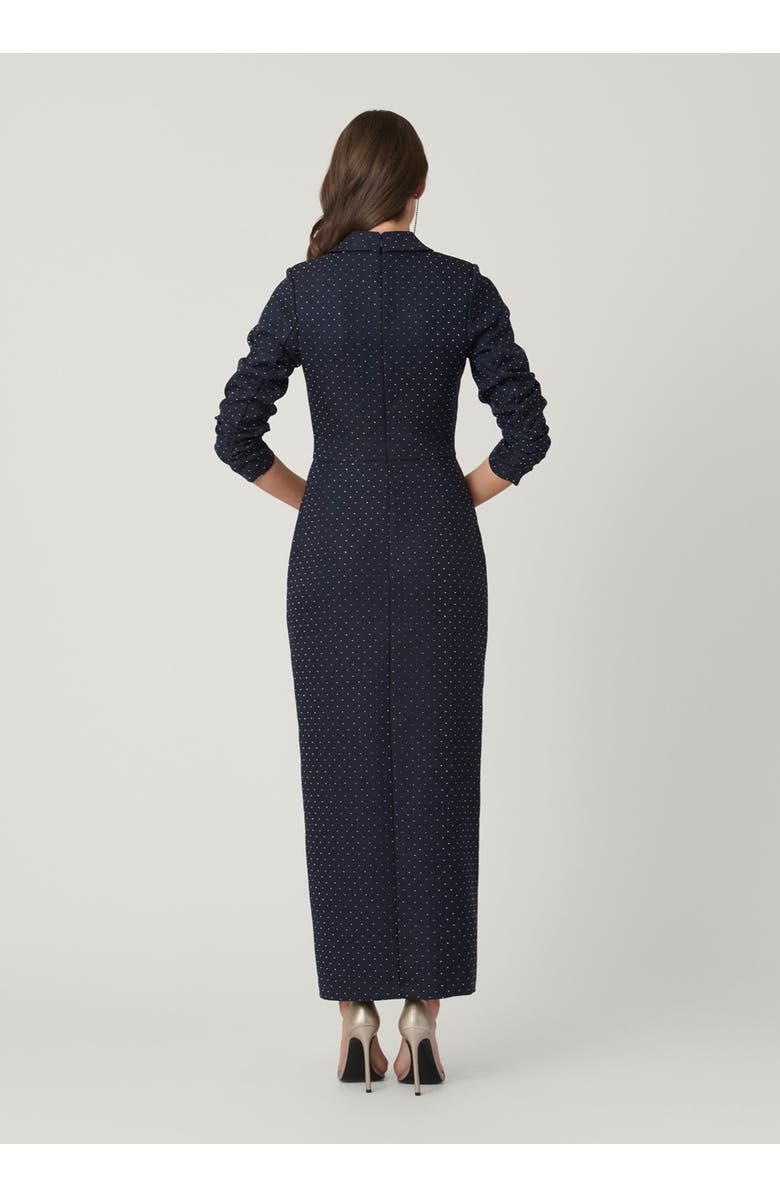 Shoshanna Midnight Midnight Asher Crystal Twill Dress, Alternate, color, Navy/Silver