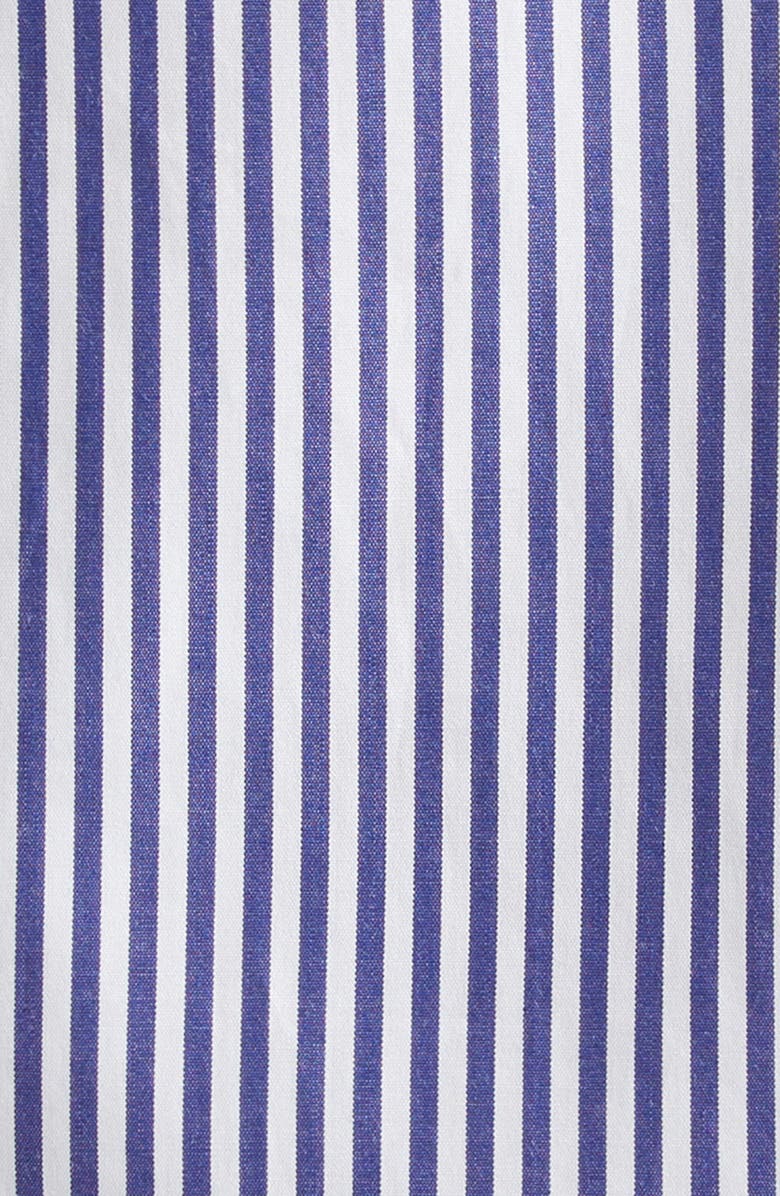 Carolina Herrera Ana Embroidered Stripe Cotton Button-Up Shirt, Alternate, color, White/ Blue