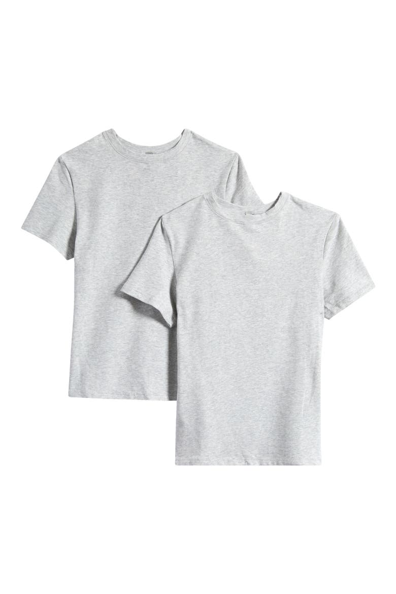 2-Pack Stretch Cotton Jersey T-Shirt, Main, color, LIGHT HEATHER GREY