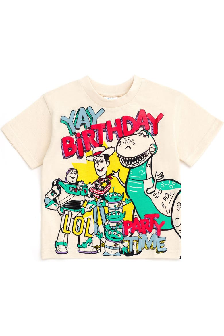 Toy Story Short Sleeve Birthday T-Shirt, Alternate, color, Toy Story Cream
