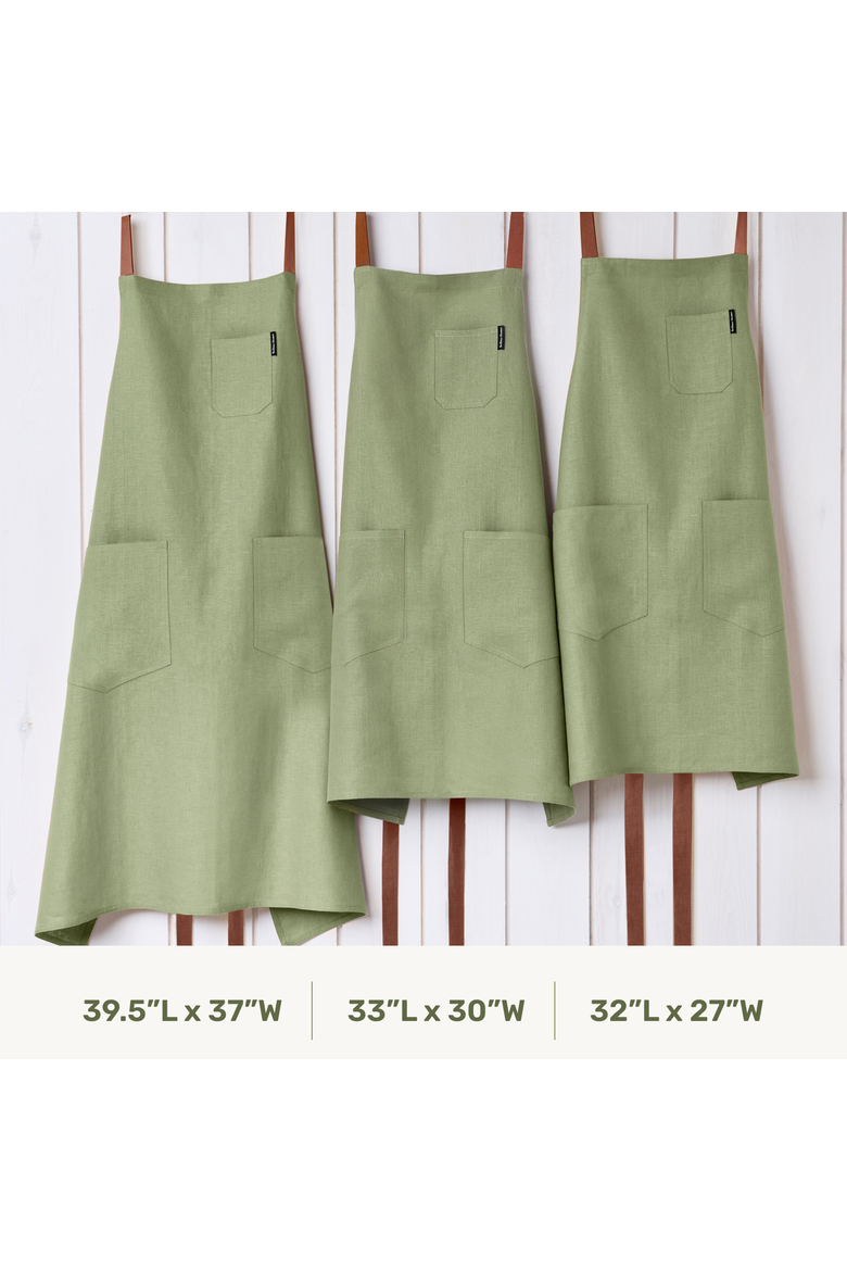Everyday Linen Apron, Alternate, color, Desert Green / Brown
