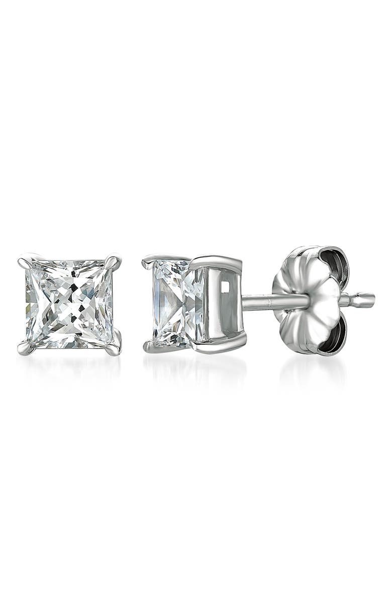 Crislu Cubic Zirconia Square Stud Earrings, Main, color,