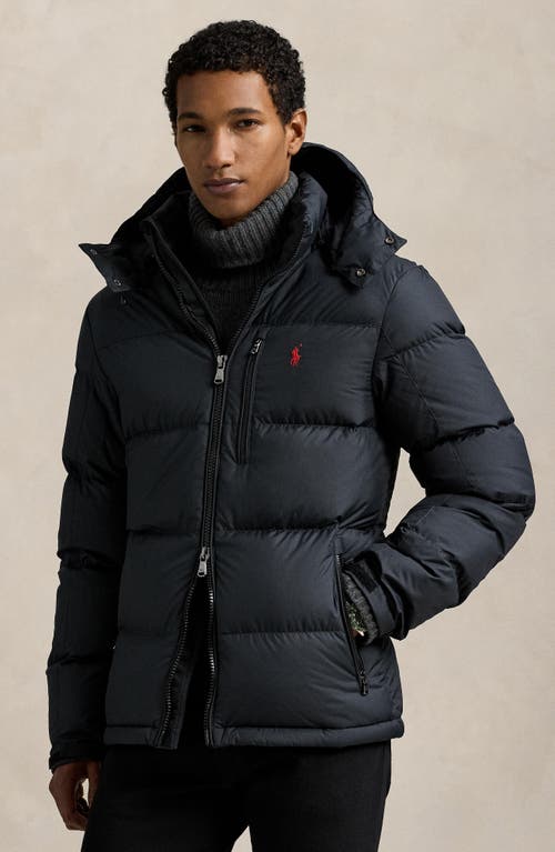 Polo Ralph Lauren Blue Down Jacket With Fixed Hood And Embroidered Pony Logo On Chest In Tech Fabric Man In Black