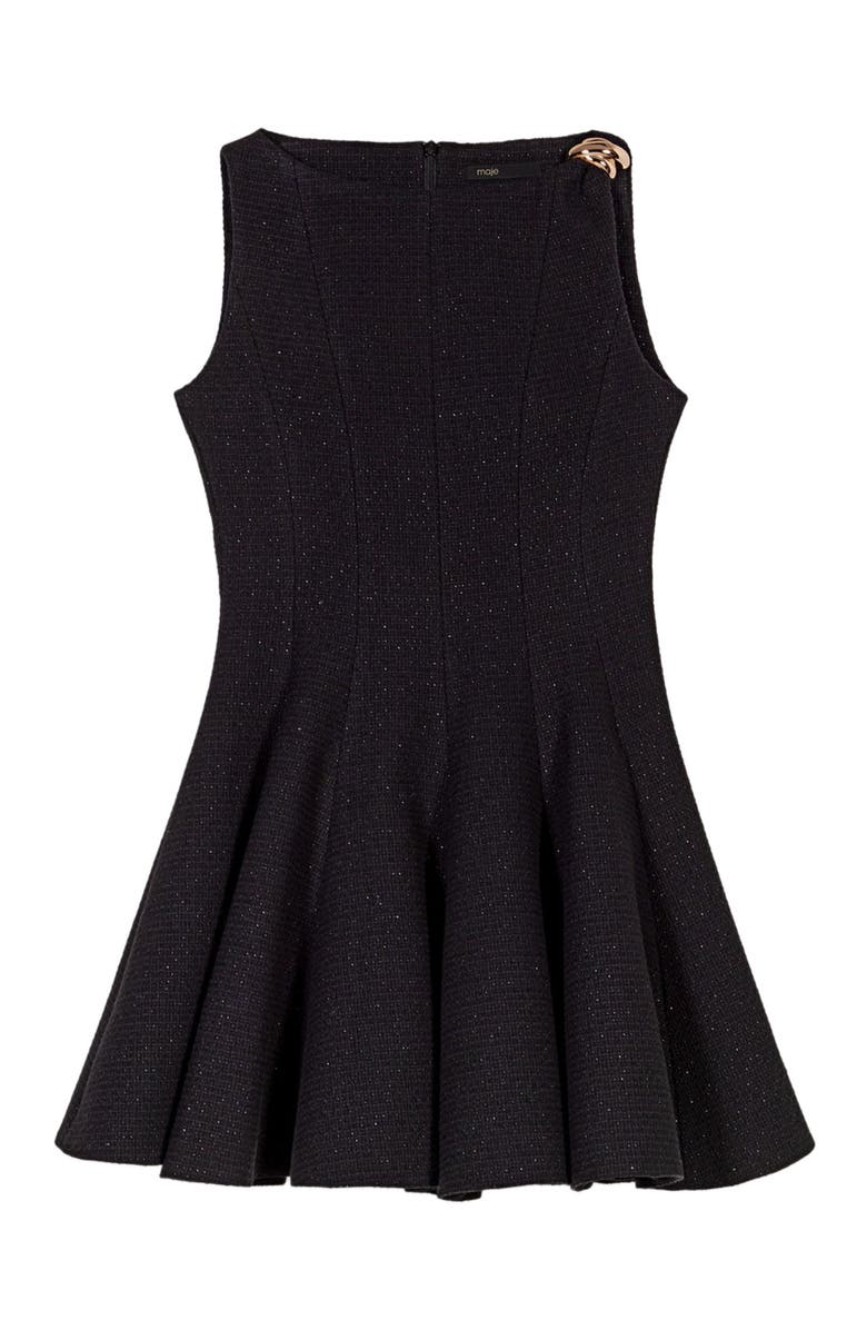 maje Mini flared tweed dress, Main, color, Black