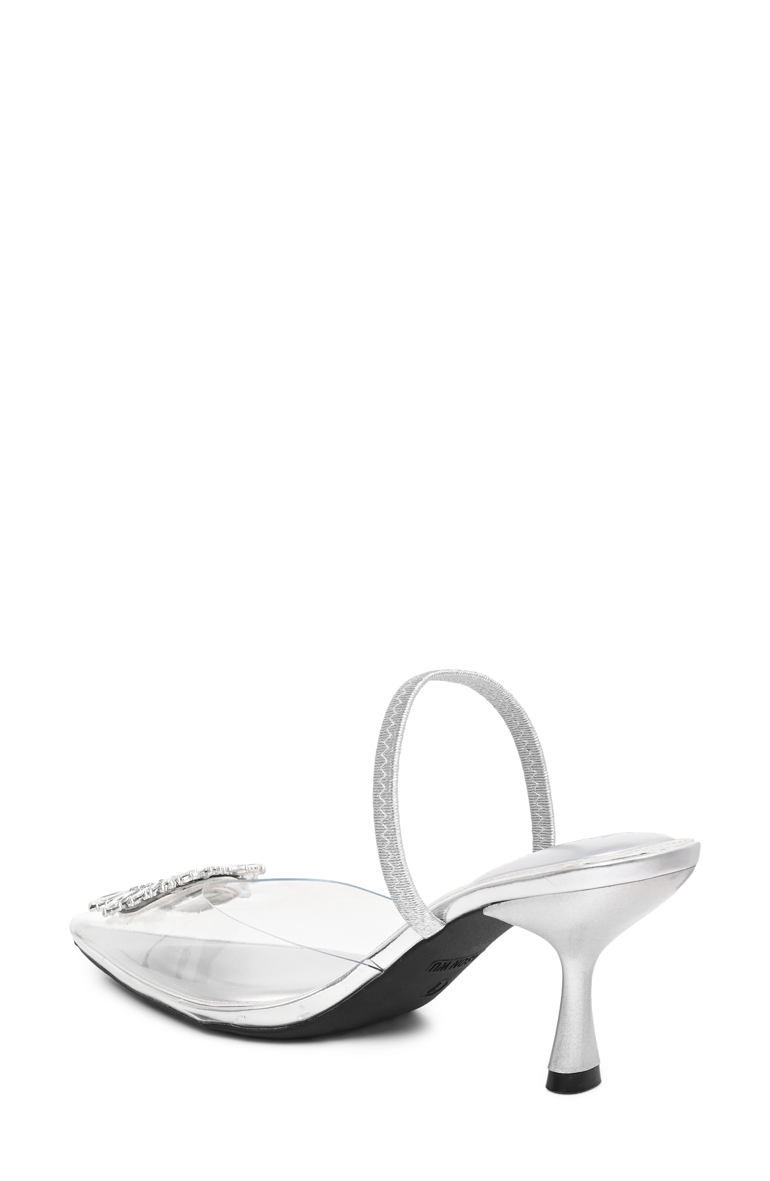 Jeweled Clear Mule, Alternate, color, SILVER/ CLEAR STONE