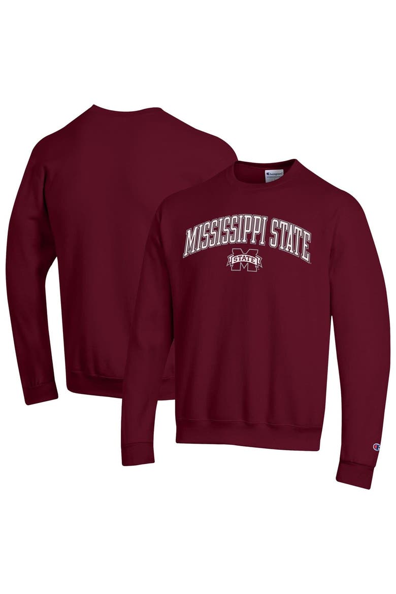 Men's Champion  Maroon Mississippi State Bulldogs Arch Over Logo Pullover Sweatshirt, Alternate, color, Maroon