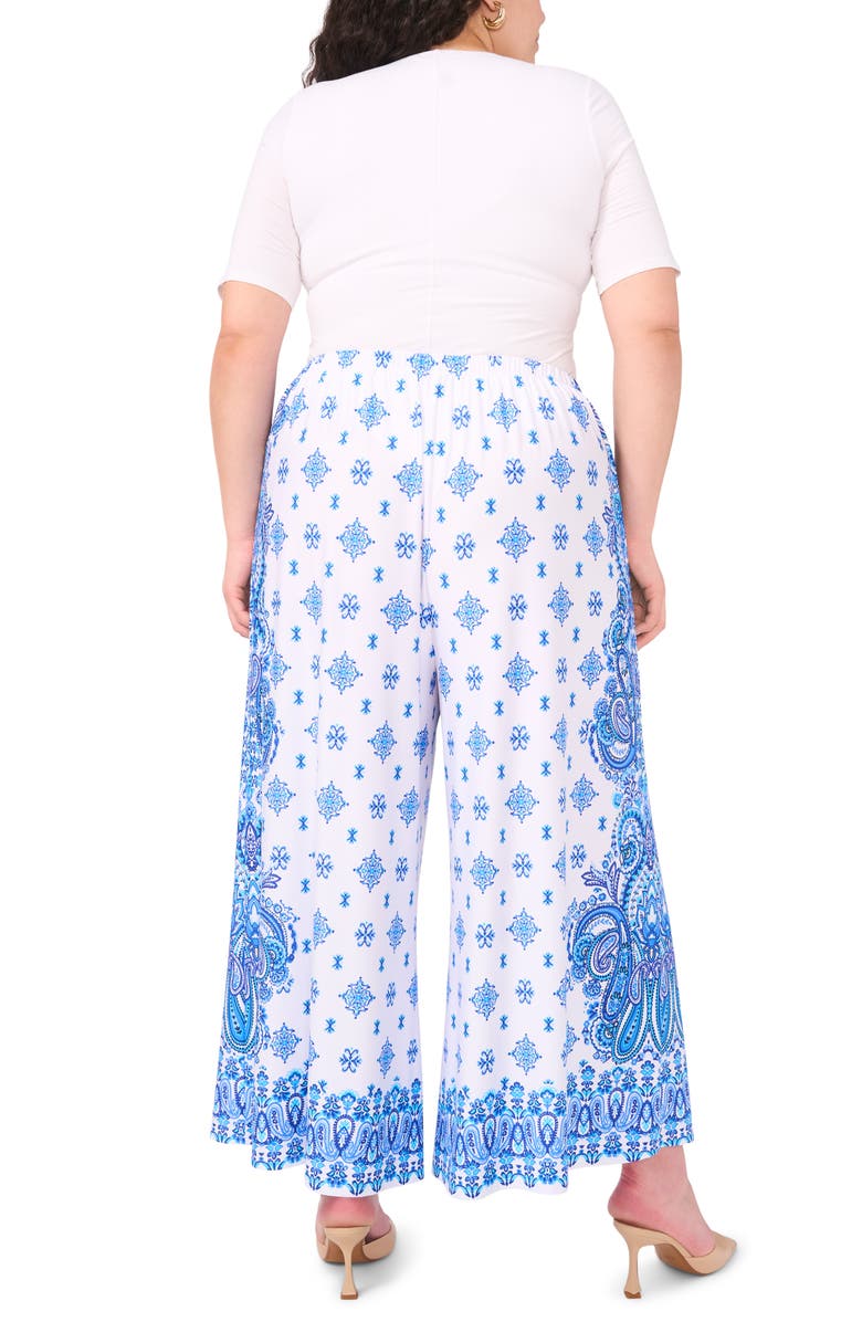 Vince Camuto Paisley Print Pants, Alternate, color, Canal Blue Diamond