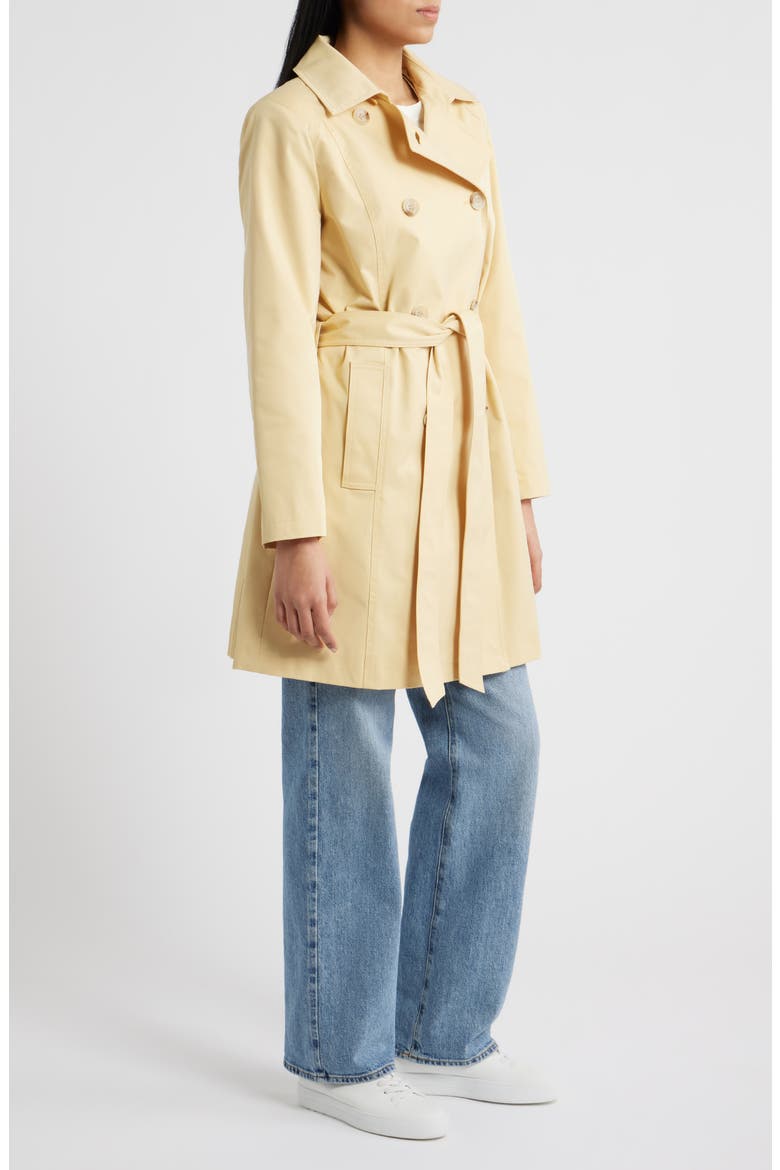 Hooded Belted Double Breasted Trench Coat, Alternate, color, BUTTER