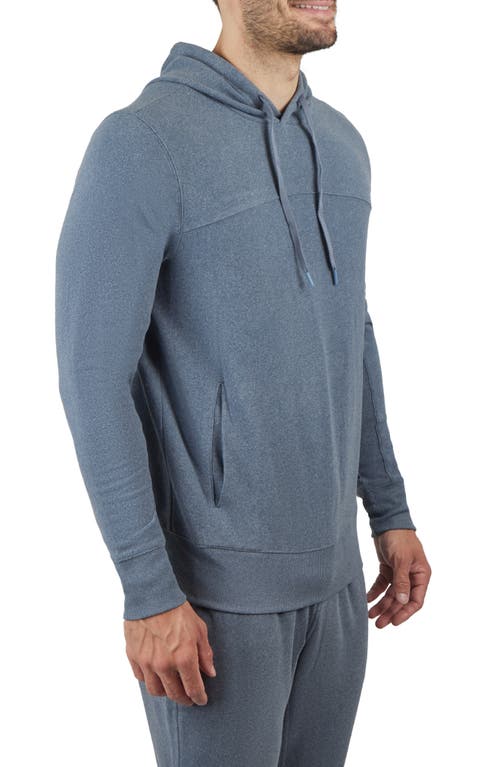 90 Degree By Reflex Ultra Mélange Fleece Hoodie In Navy Blazer