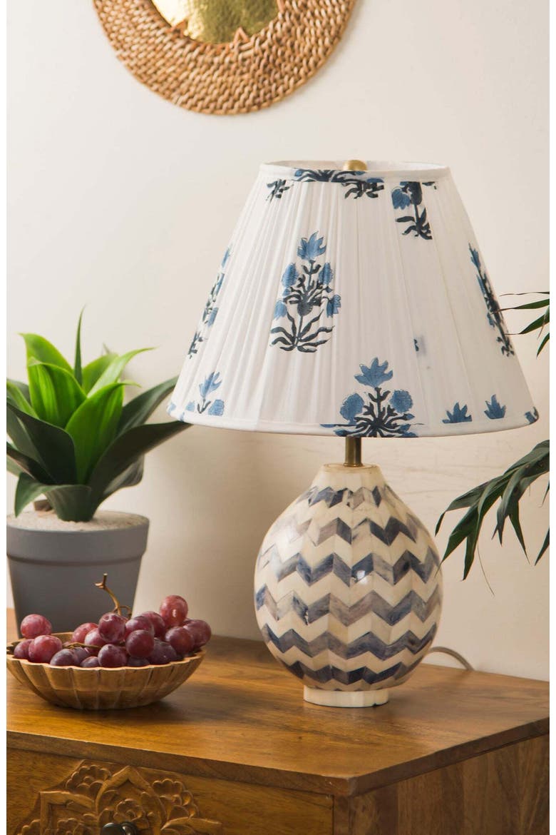 Azure Blossom Lamp Shade, Alternate, color, White