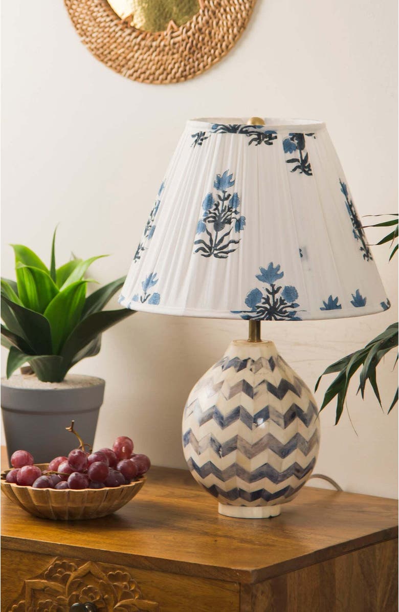 Mela Artisans Azure Blossom Lamp Shade, Alternate, color, White