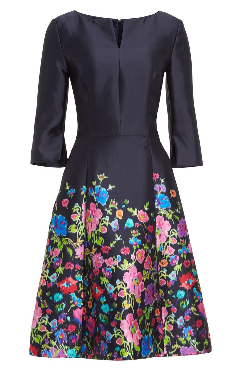 Oscar de la Renta Chine Garden Silk & Cotton Mikado Dress, Alternate, color,