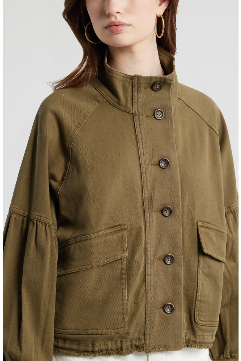 Blouson Twill Utility Jacket, Alternate, color, OLIVE DARK