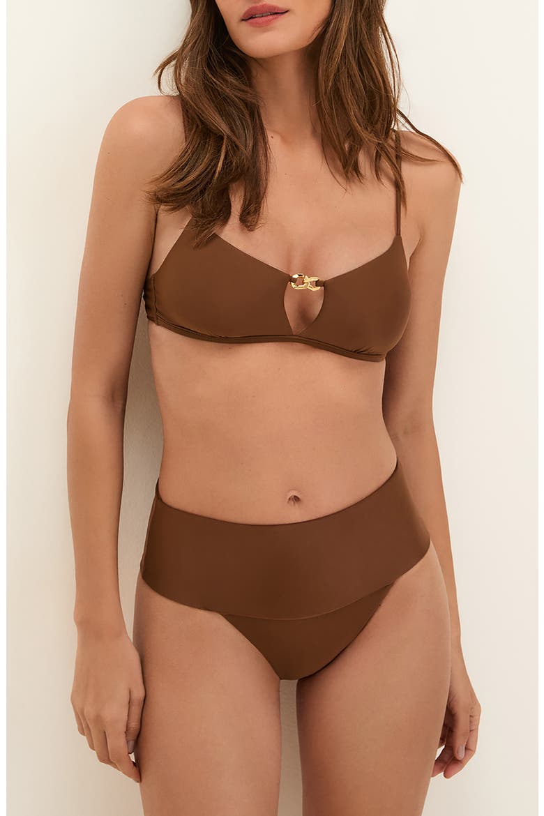 Jessica High Waist Bikini Bottoms, Main, color, BROWN