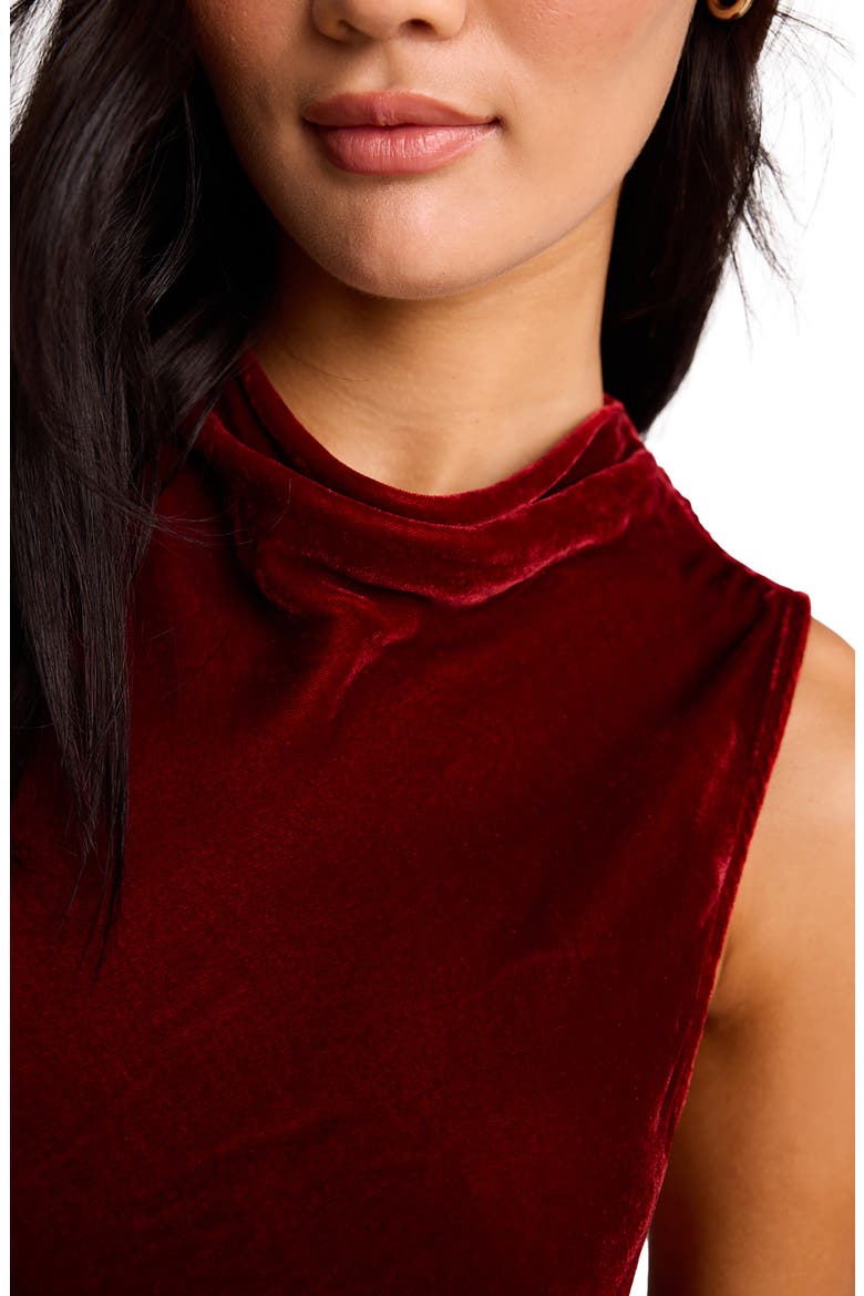 Sleeveless Velvet Dress, Alternate, color, WINTER ROUGE