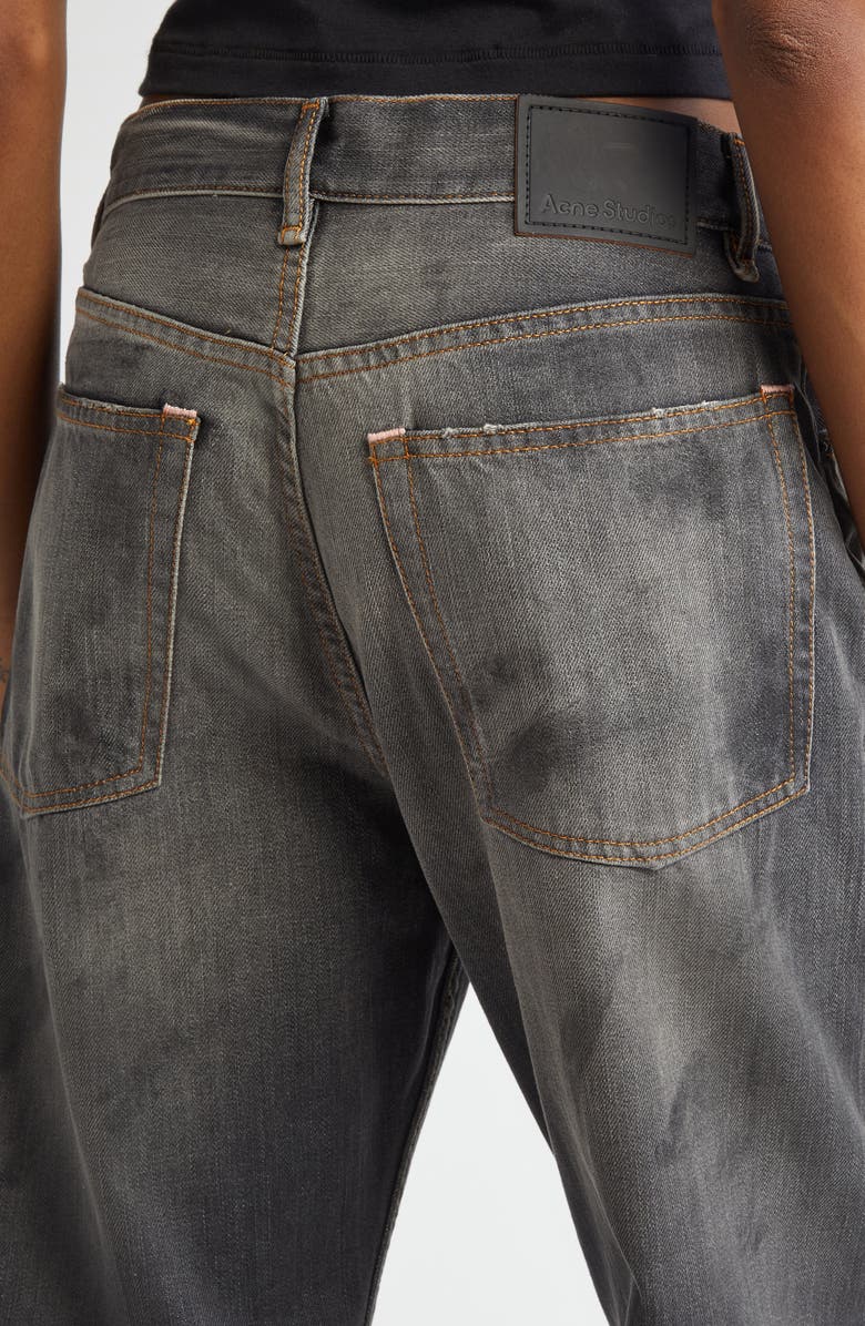 Acne Studios 2021 Black Trafa Paint Splatter Loose Fit Wide Leg Jeans, Alternate, color, Black