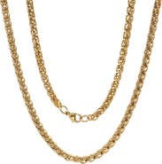 STEELTIME Men's 18k Gold Plated Wheat Chain Necklace