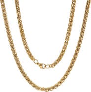 STEELTIME Men's 18k Gold Plated Wheat Chain Necklace