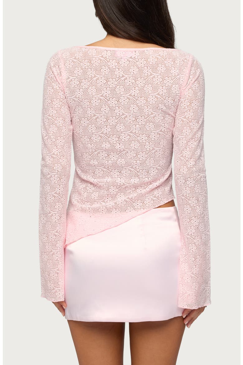 Mare Asymmetric Sheer Lace Top, Alternate, color, PINK